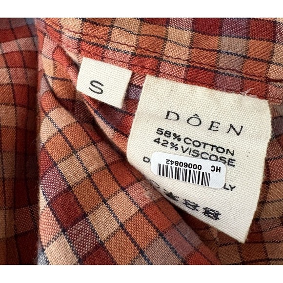 DOEN Honey Dress Midi Maxi Blue Autumn Plaid Prairie Boho Orange Red Women's S - Picture 13 of 14